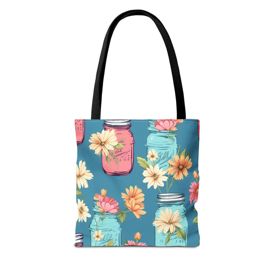 Floral Mason Jar Tote Bag
