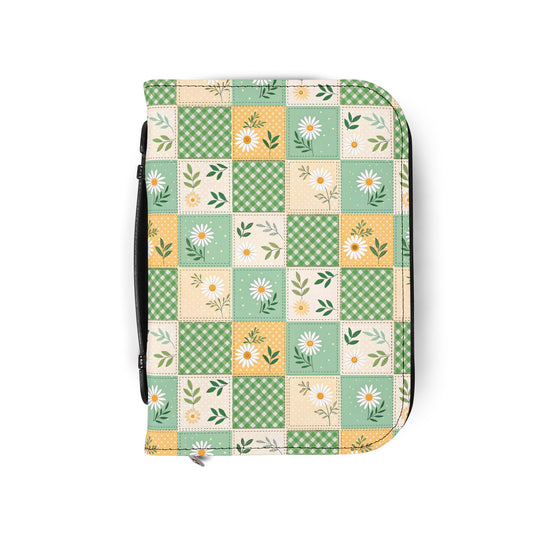 Green Daisy Patchwork Zippered Bible Cover