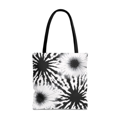 Black & White Burst Tie-Dye Tote Bag