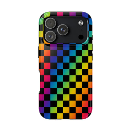 Rainbow Checkerboard Tough Phone Case