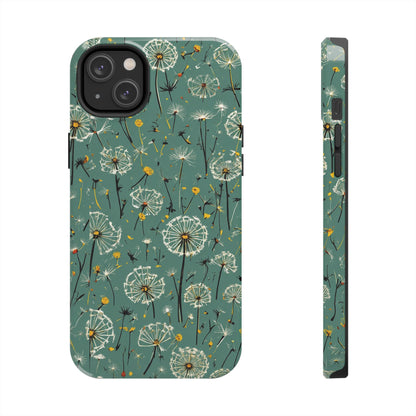 Teal Dandelion Floral Protective Cover Tough Phone Case