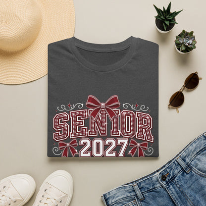 Senior 2027 T‑Shirt — Class of 2027 Cheer Bow Design