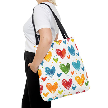 Colorful Hearts Pattern Tote Bag
