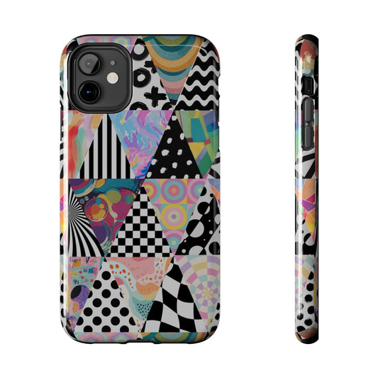 Retro Geometric Patchwork Design Tough Phone Case