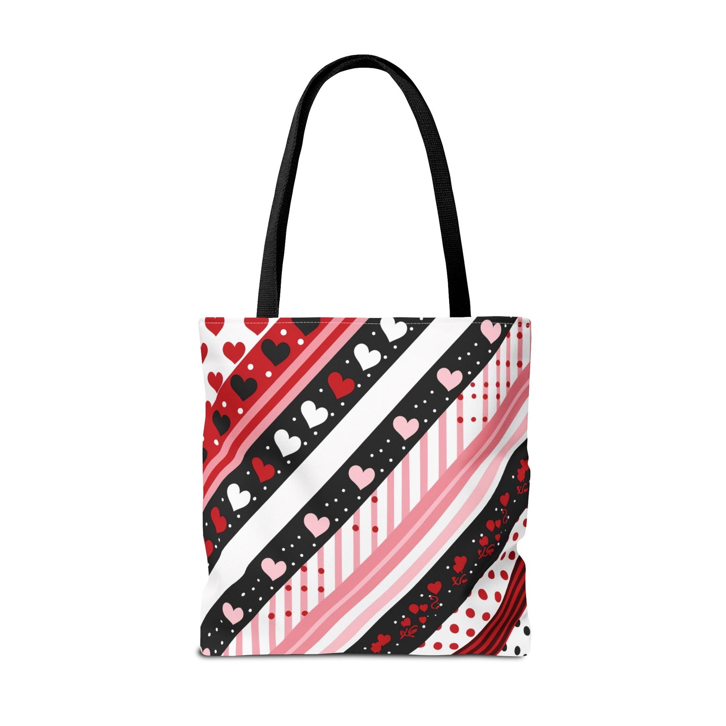 Hearts Diagonal Stripe Tote Bag