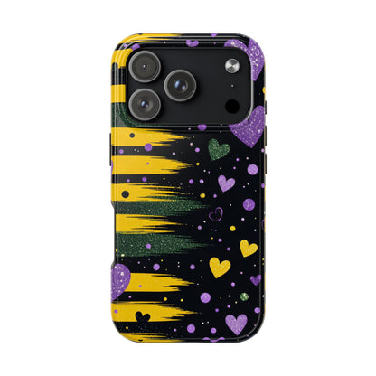 Glitter Hearts Stripe Phone Case