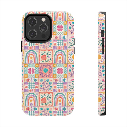 Boho Patchwork Rainbow Tile Design Tough Phone Case