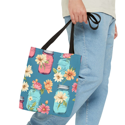 Floral Mason Jar Tote Bag