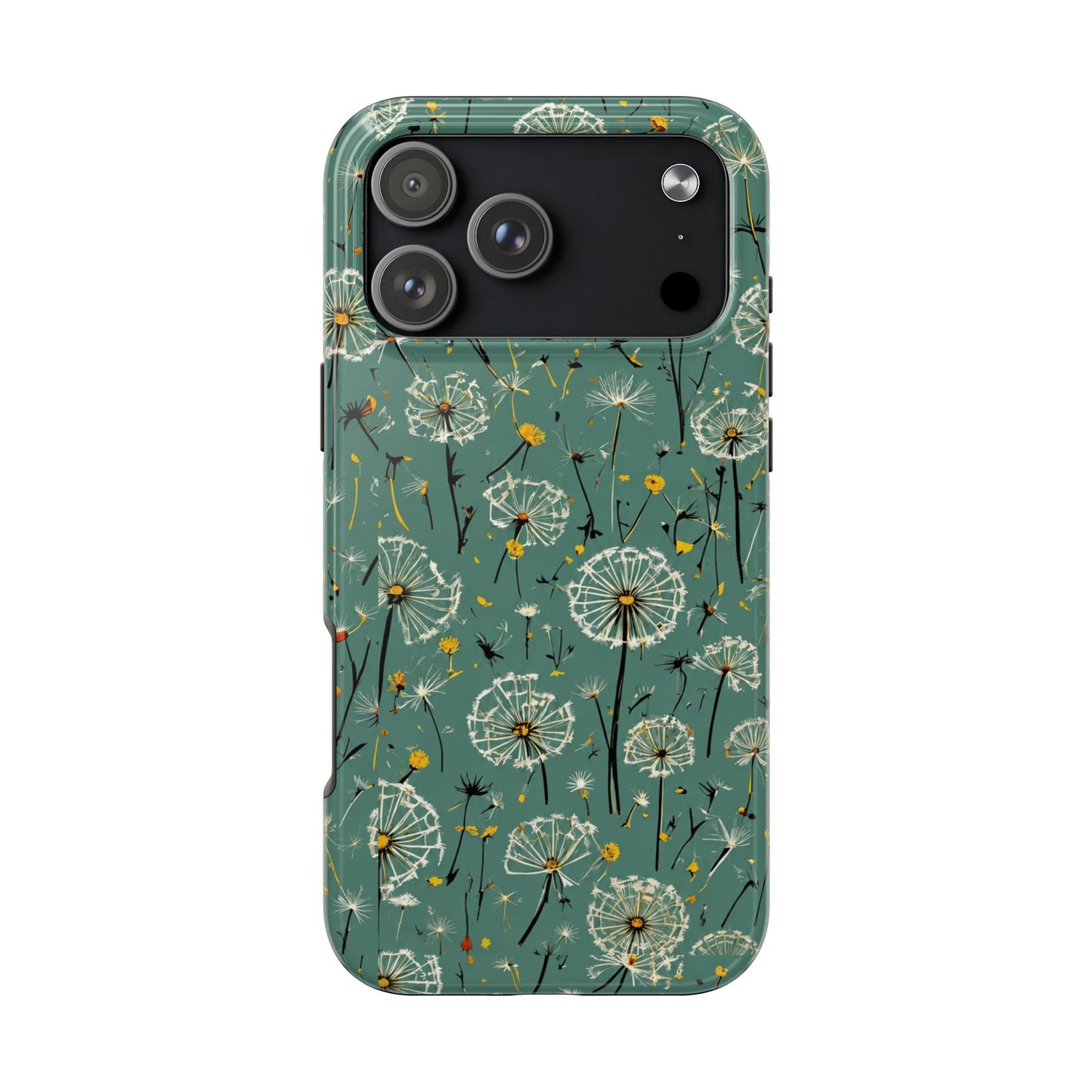 Teal Dandelion Floral Protective Cover Tough Phone Case