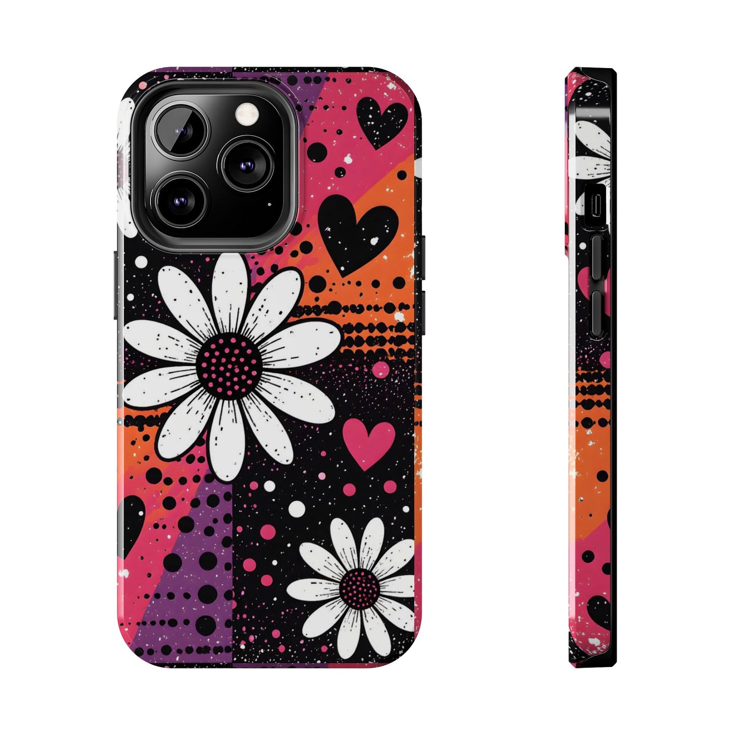 Retro Daisy Hearts Tough Phone Case