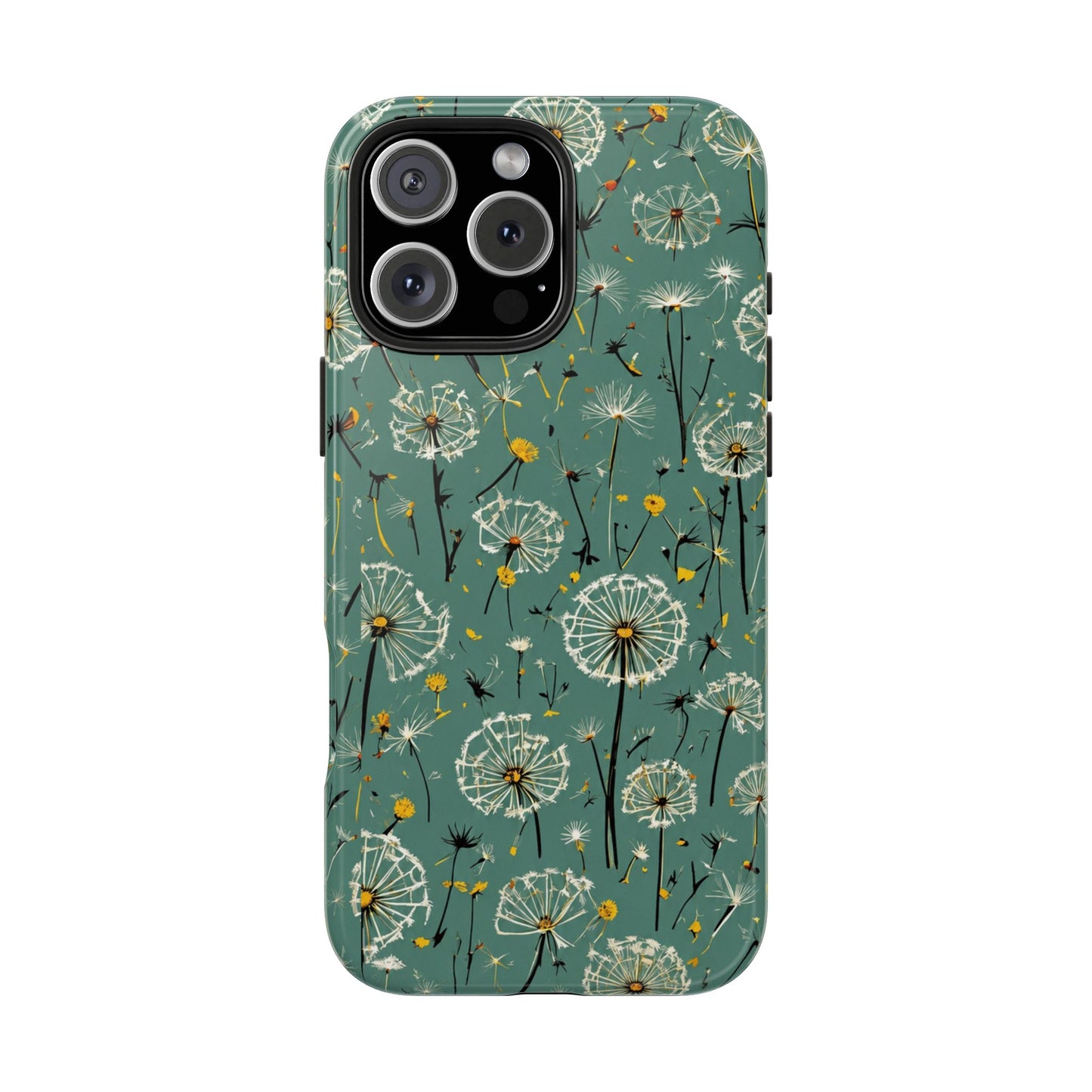 Teal Dandelion Floral Protective Cover Tough Phone Case