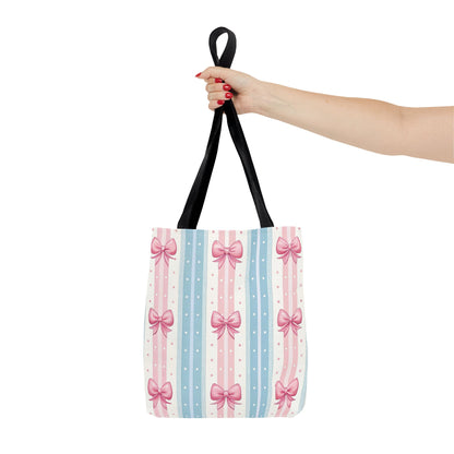 Bow Stripes & Polka Dots Tote Bag