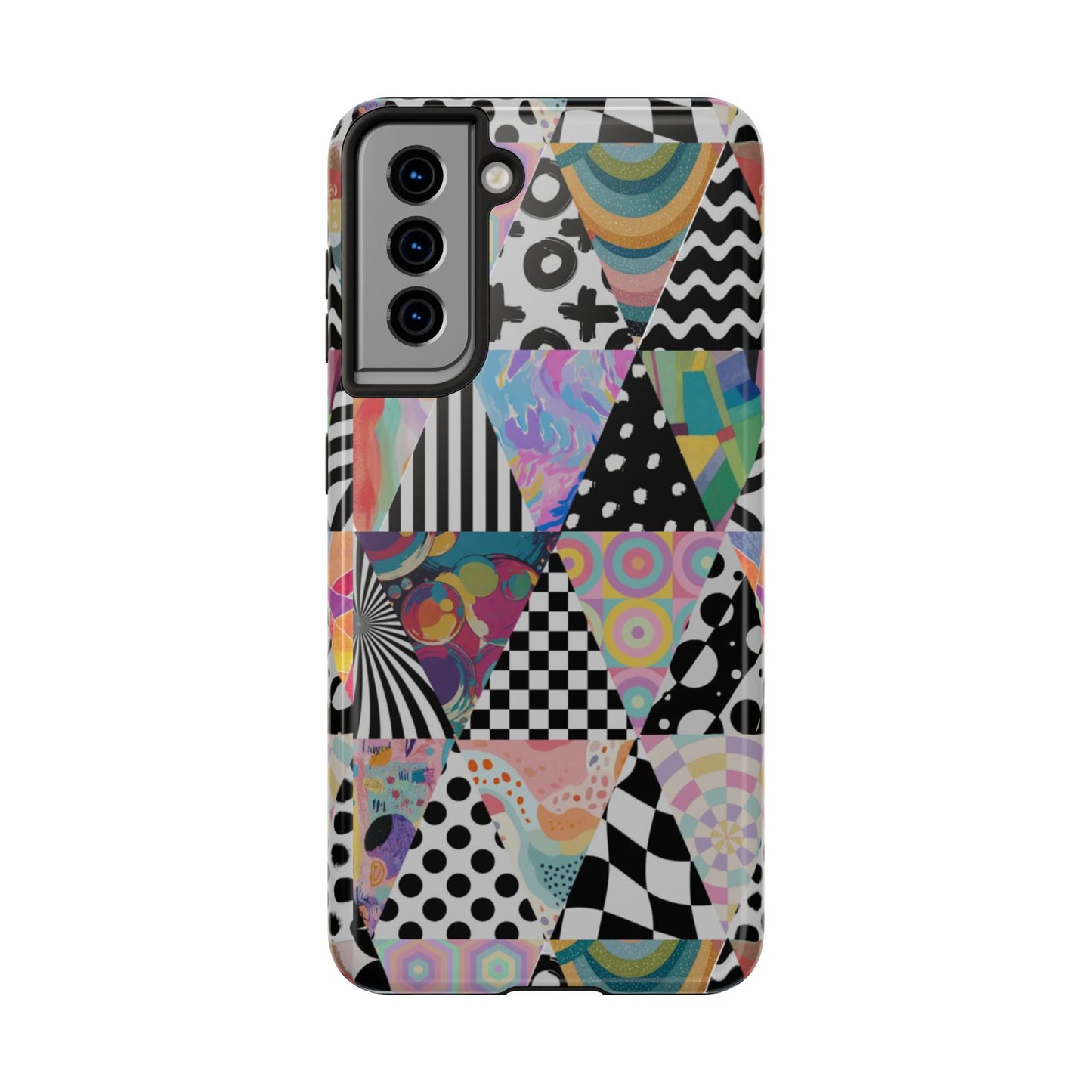 Retro Geometric Patchwork Design Tough Phone Case