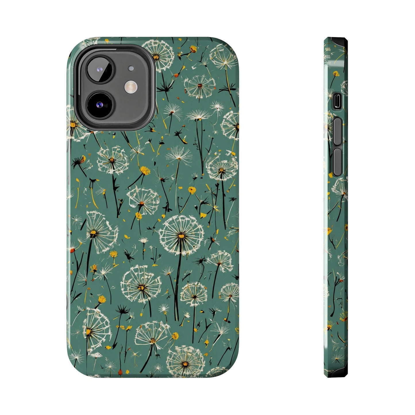 Teal Dandelion Floral Protective Cover Tough Phone Case