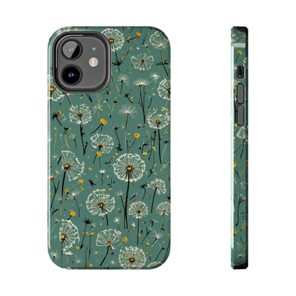 Teal Dandelion Floral Protective Cover Tough Phone Case