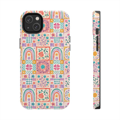 Boho Patchwork Rainbow Tile Design Tough Phone Case