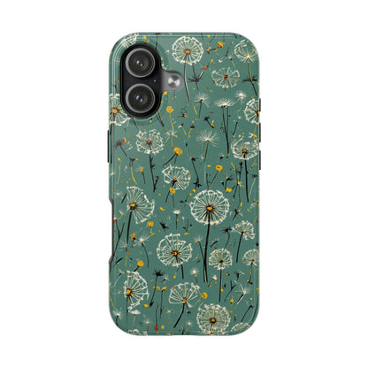 Teal Dandelion Floral Protective Cover Tough Phone Case