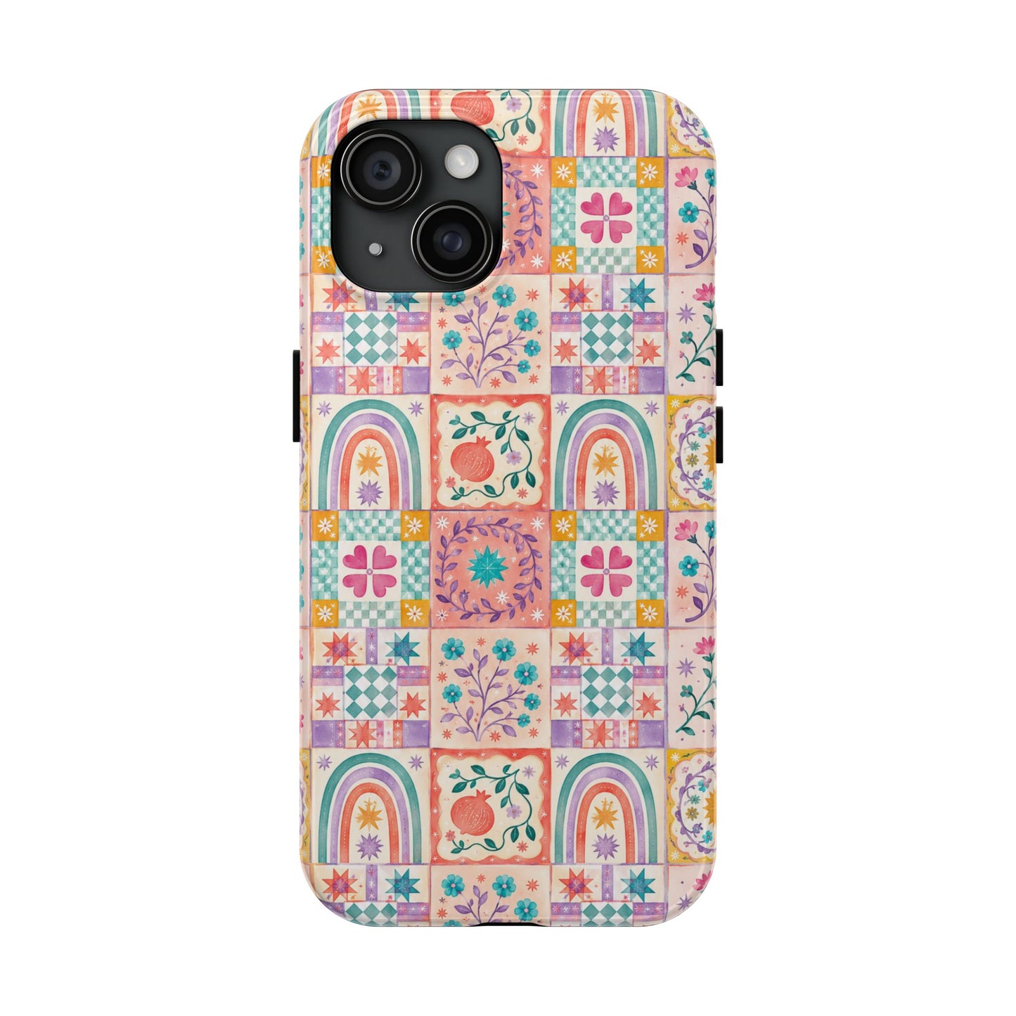 Boho Patchwork Rainbow Tile Design Tough Phone Case