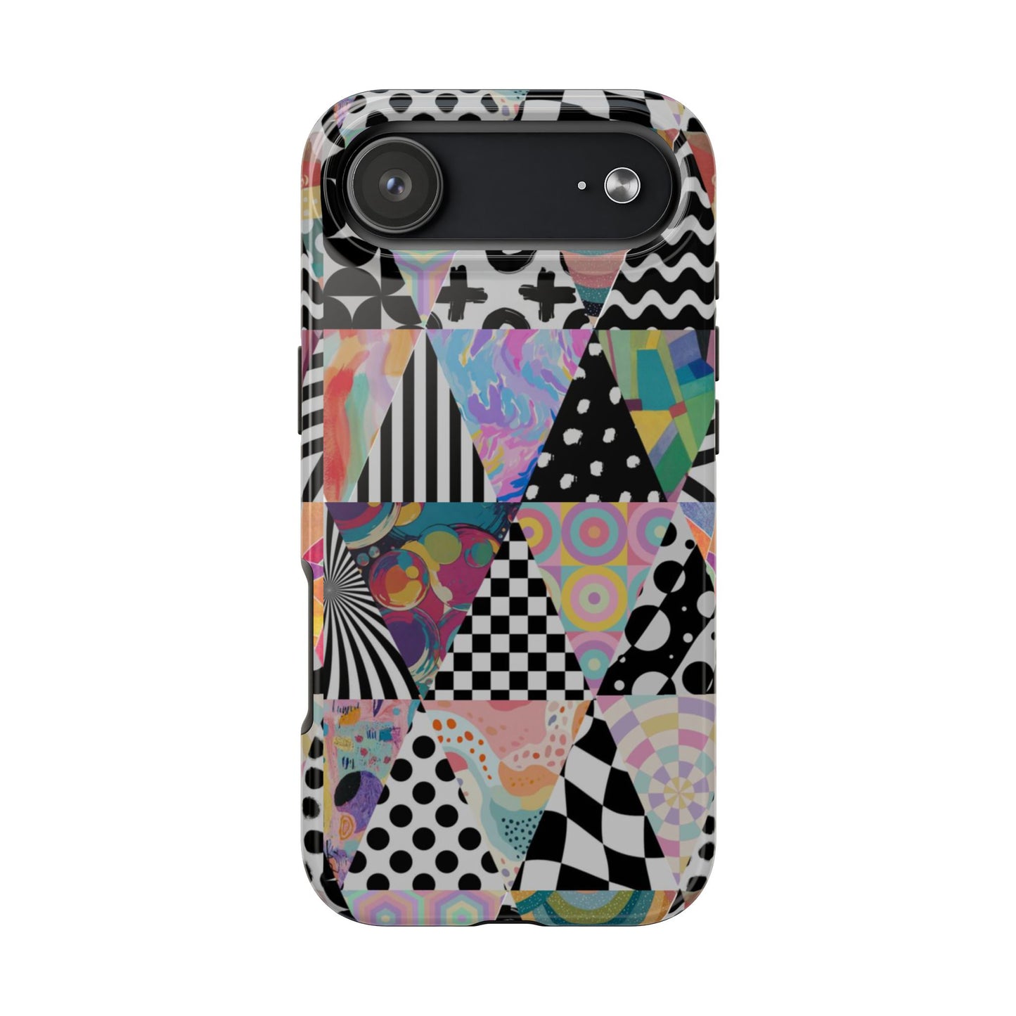 Retro Geometric Patchwork Design Tough Phone Case