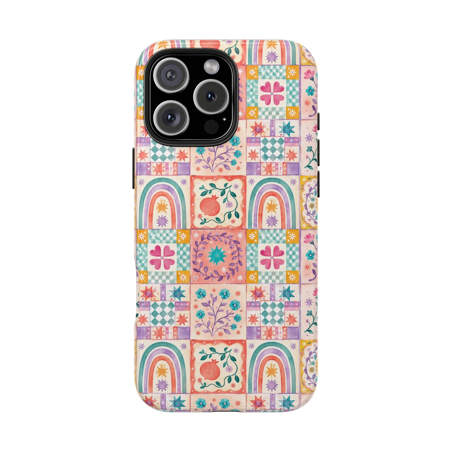 Boho Patchwork Rainbow Tile Design Tough Phone Case