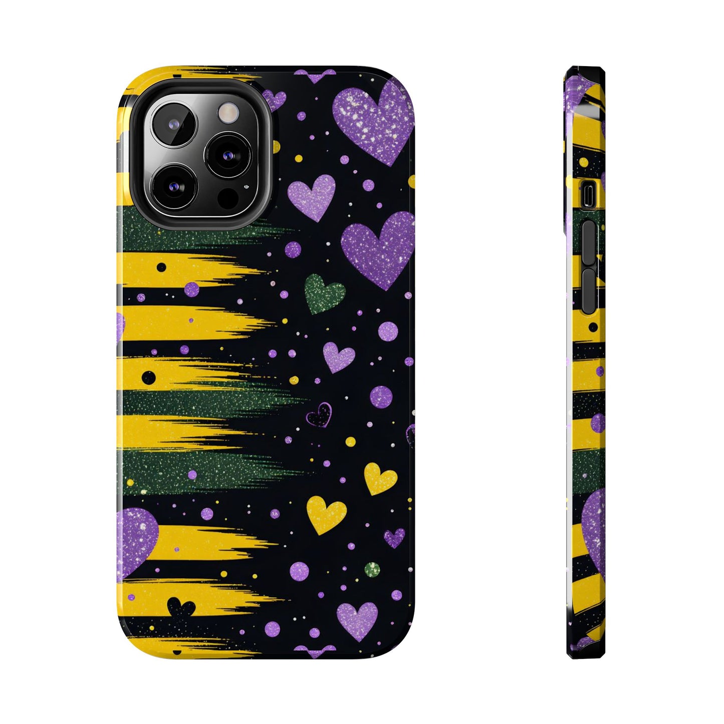 Glitter Hearts Stripe Phone Case