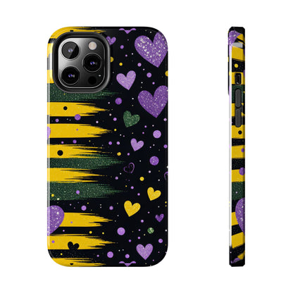 Glitter Hearts Stripe Phone Case