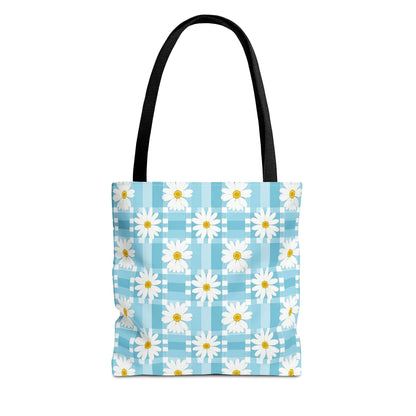 Blue Gingham Daisy Tote