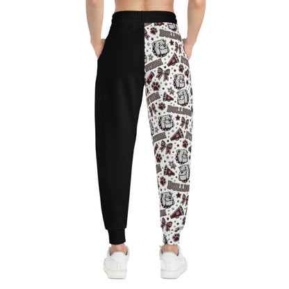 Bulldogs Mascot Athletic Joggers — Half-Print School Spirit Sweatpants