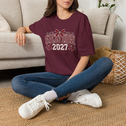 Senior 2027 T‑Shirt — Class of 2027 Cheer Bow Design