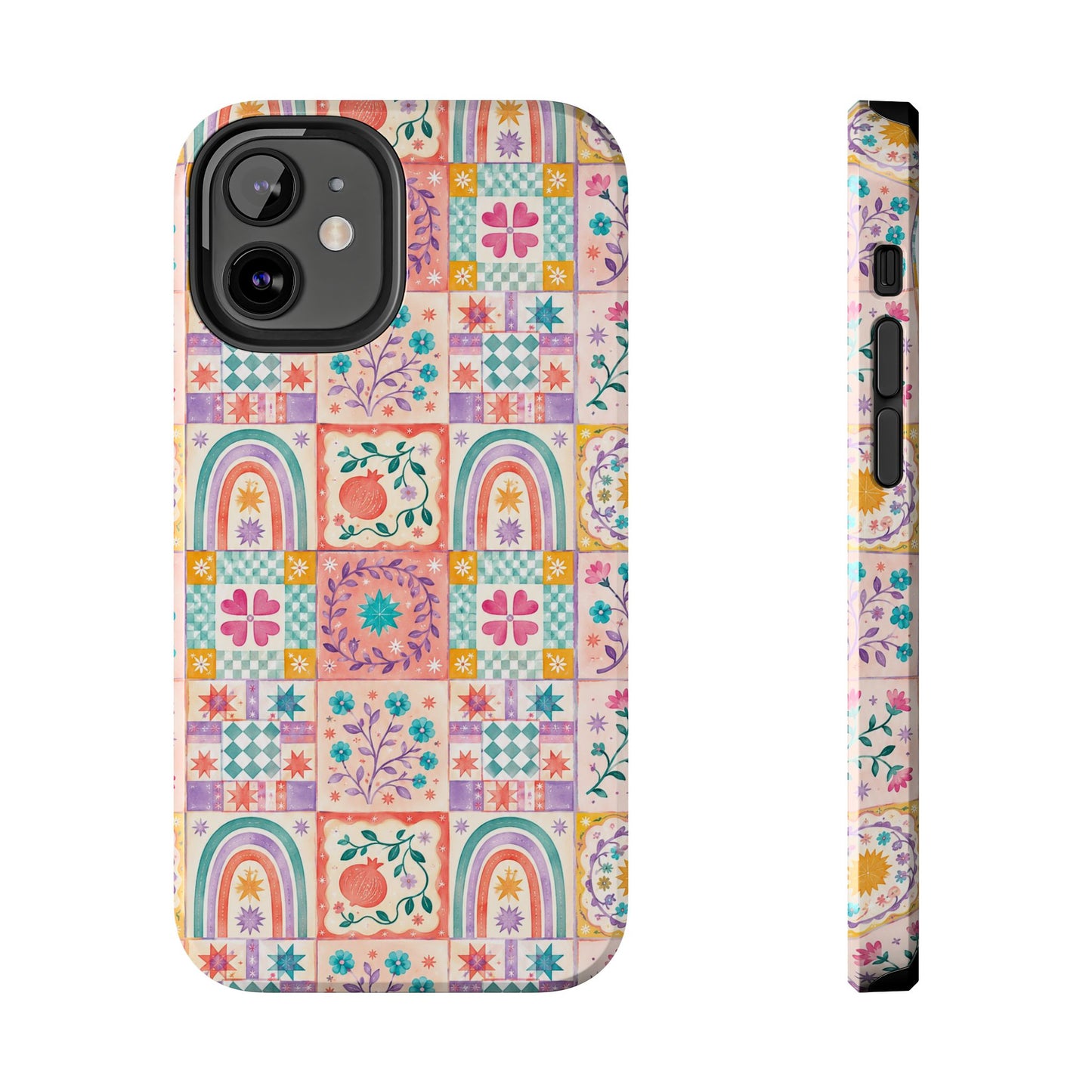 Boho Patchwork Rainbow Tile Design Tough Phone Case