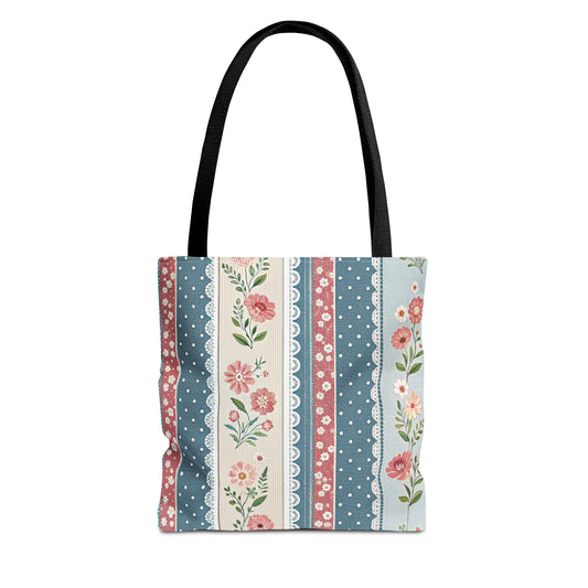 Vintage Rose Pattern Tote Bag