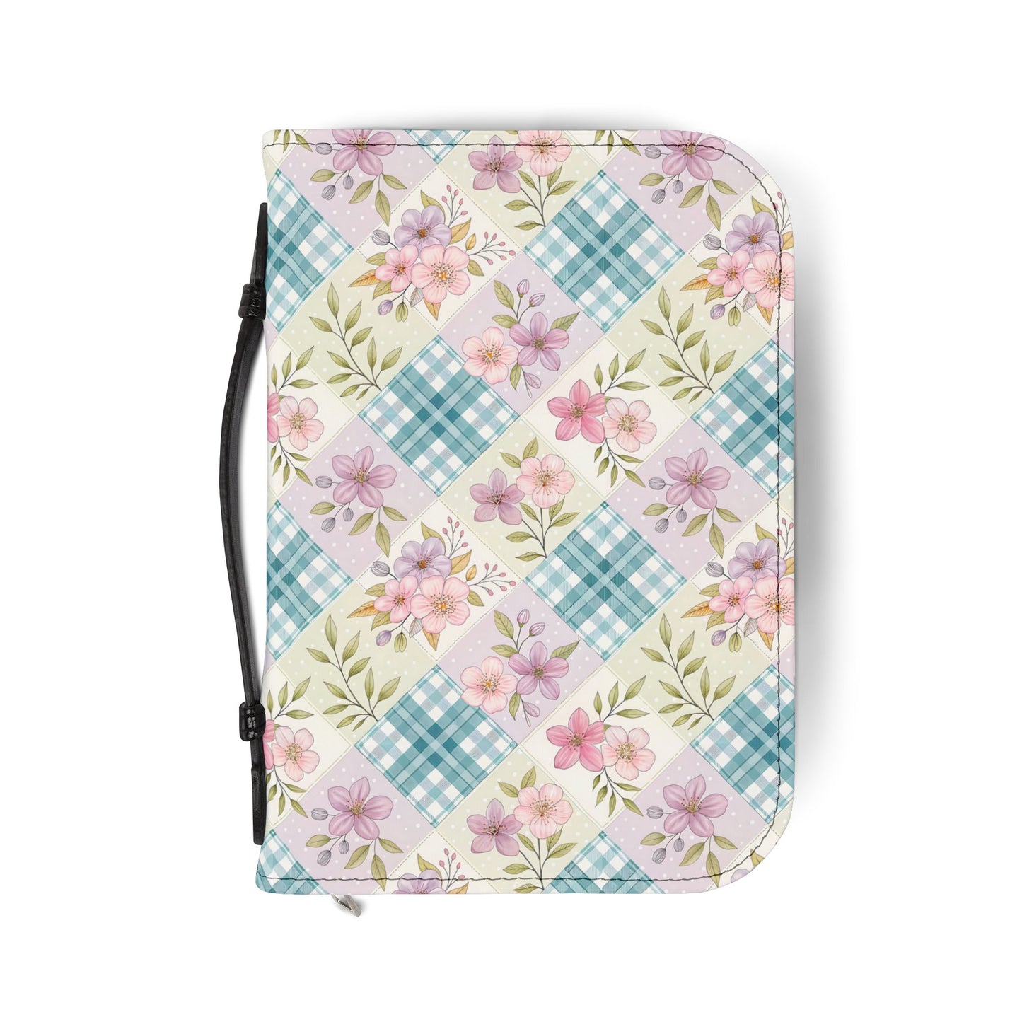 Bible Cover — Pastel Floral Patchwork Zippered Bible Sleeve