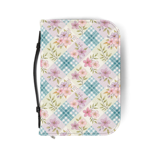 Bible Cover — Pastel Floral Patchwork Zippered Bible Sleeve