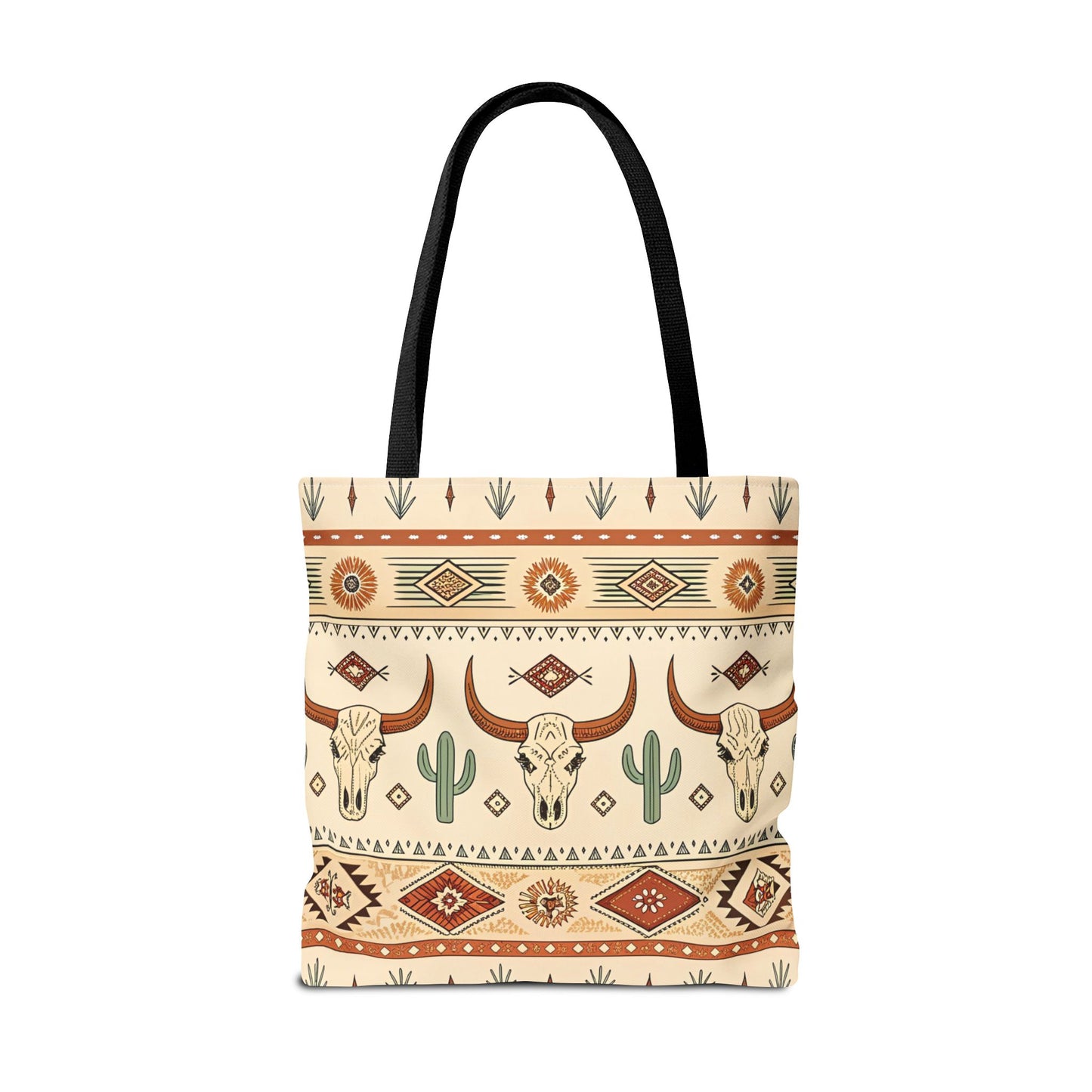 Boho Desert Cow Skull & Cactus Tote Bag