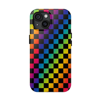 Rainbow Checkerboard Tough Phone Case