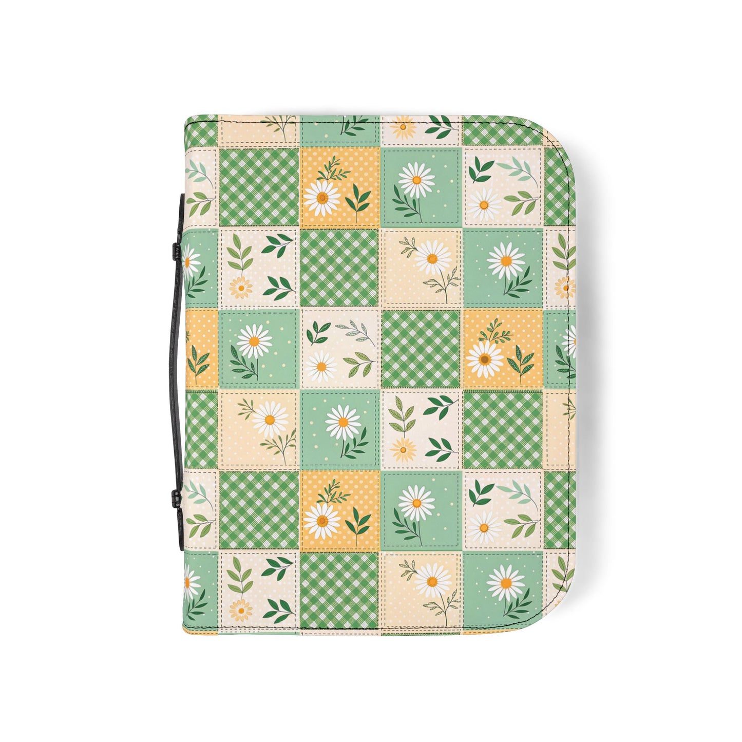 Green Daisy Patchwork Zippered Bible Cover
