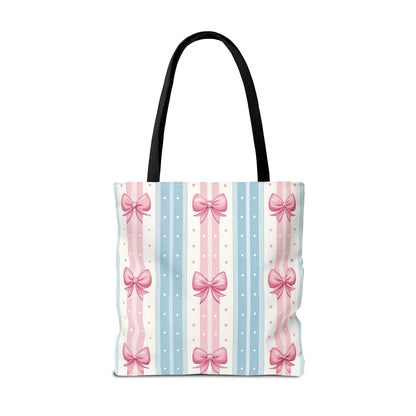 Bow Stripes & Polka Dots Tote Bag