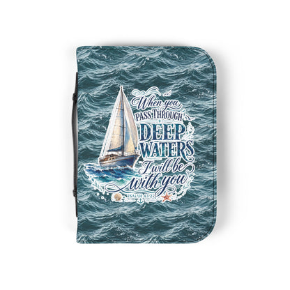"When You Pass Through Deep Waters" Nautical Scripture Zippered Bible Cover