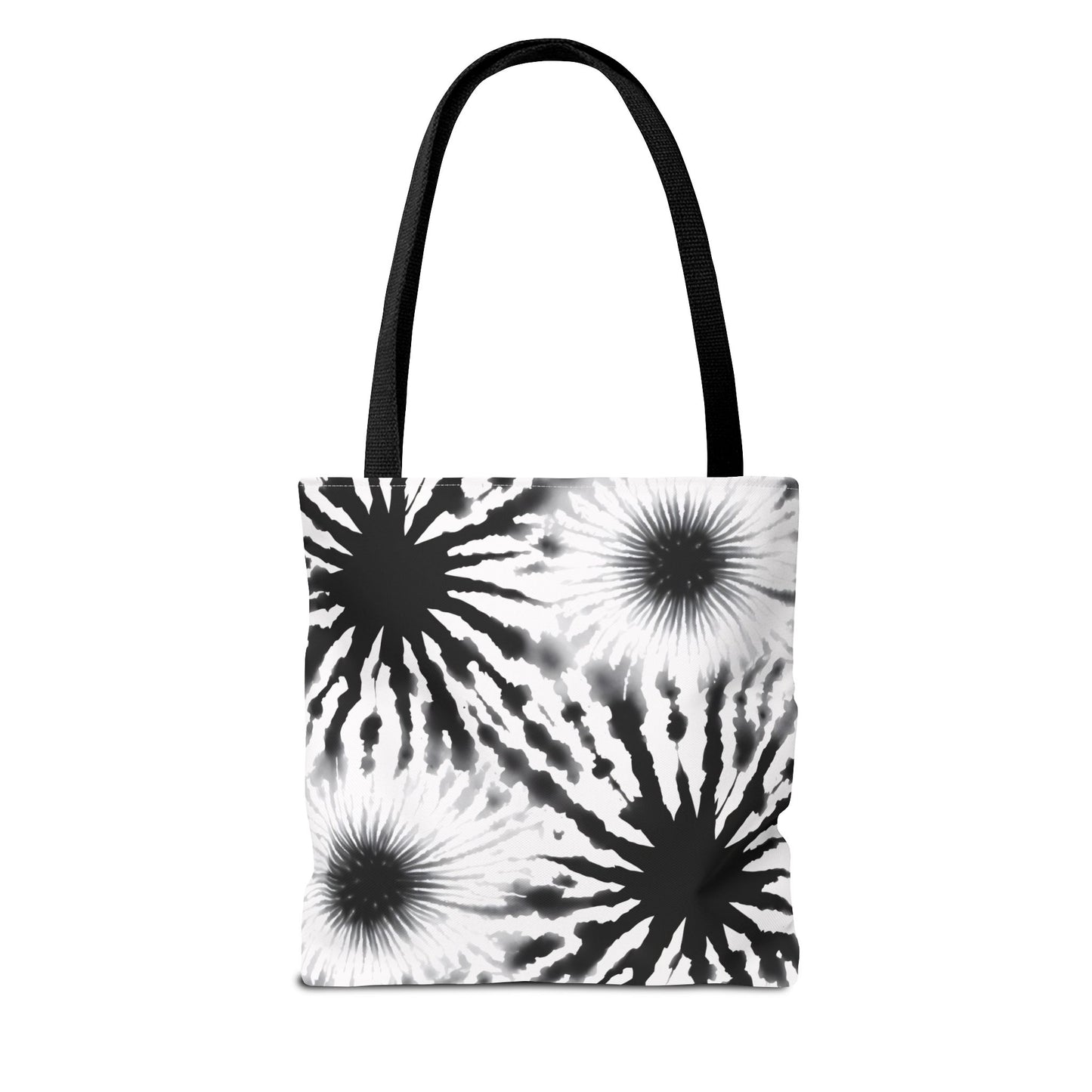 Black & White Burst Tie-Dye Tote Bag