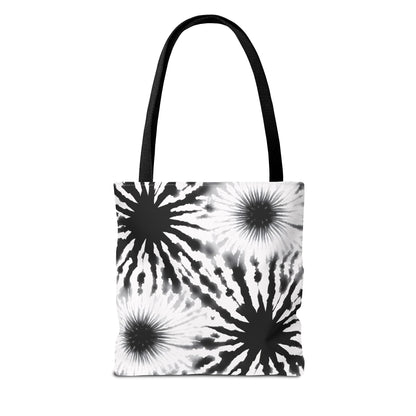 Black & White Burst Tie-Dye Tote Bag