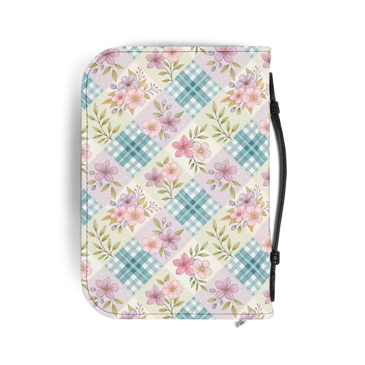 Bible Cover — Pastel Floral Patchwork Zippered Bible Sleeve