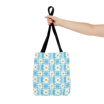 Blue Gingham Daisy Tote