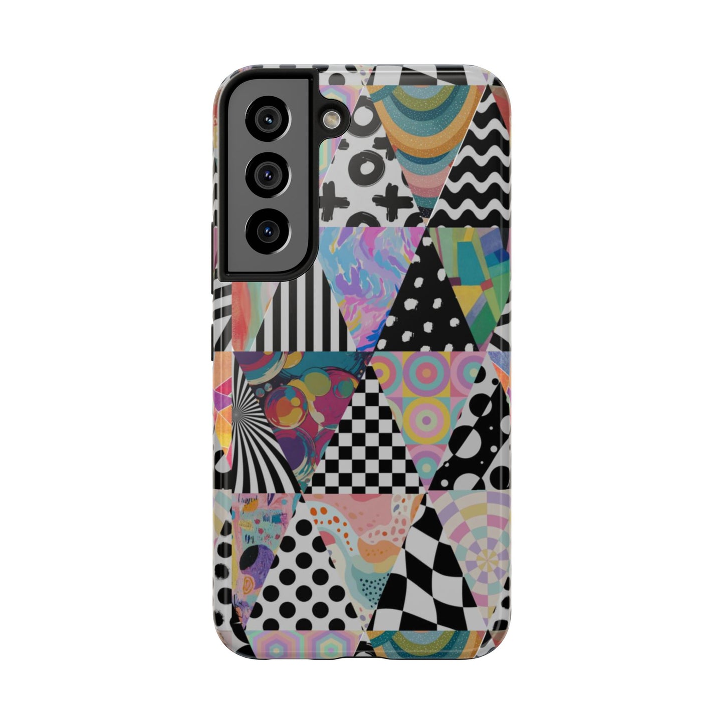Retro Geometric Patchwork Design Tough Phone Case