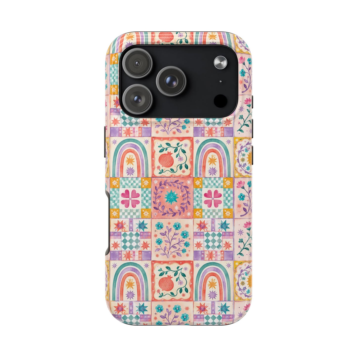 Boho Patchwork Rainbow Tile Design Tough Phone Case