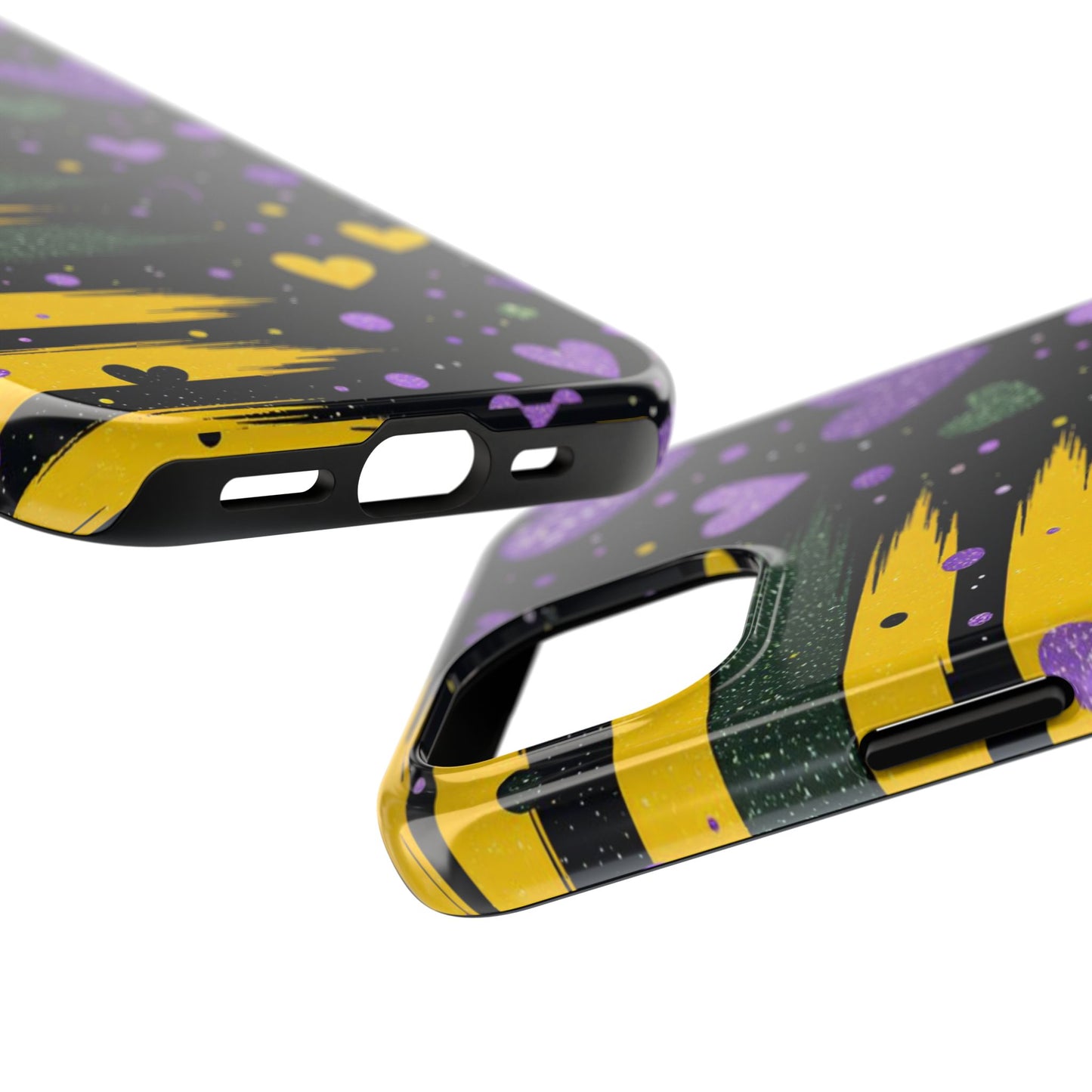 Glitter Hearts Stripe Phone Case