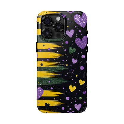 Glitter Hearts Stripe Phone Case