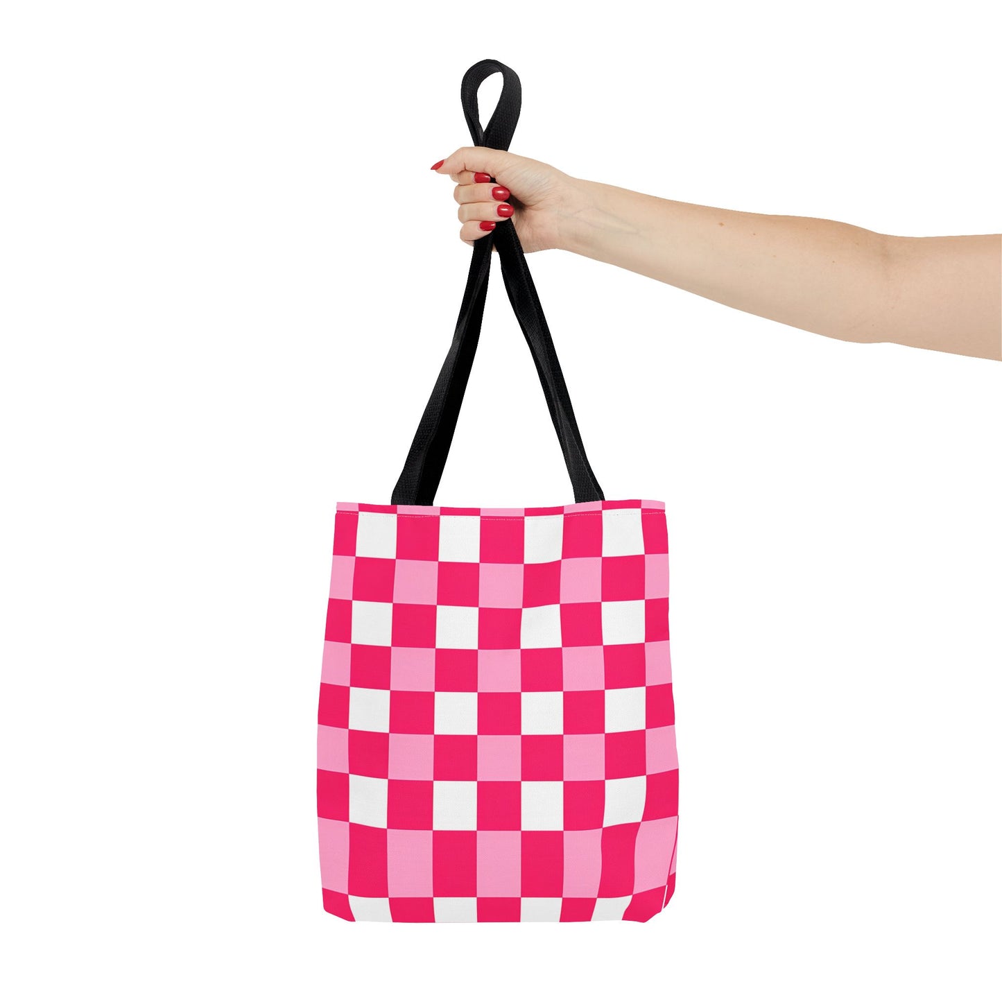Pink Checkered Tote Bag
