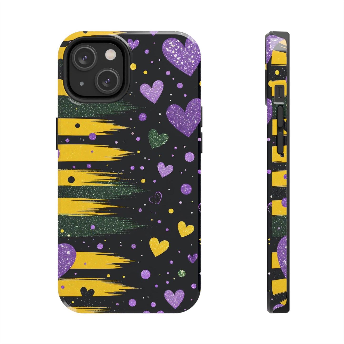 Glitter Hearts Stripe Phone Case