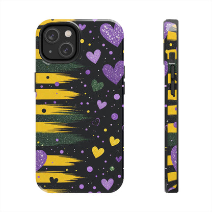 Glitter Hearts Stripe Phone Case