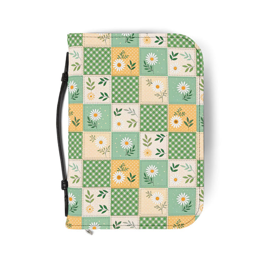 Green Daisy Patchwork Zippered Bible Cover